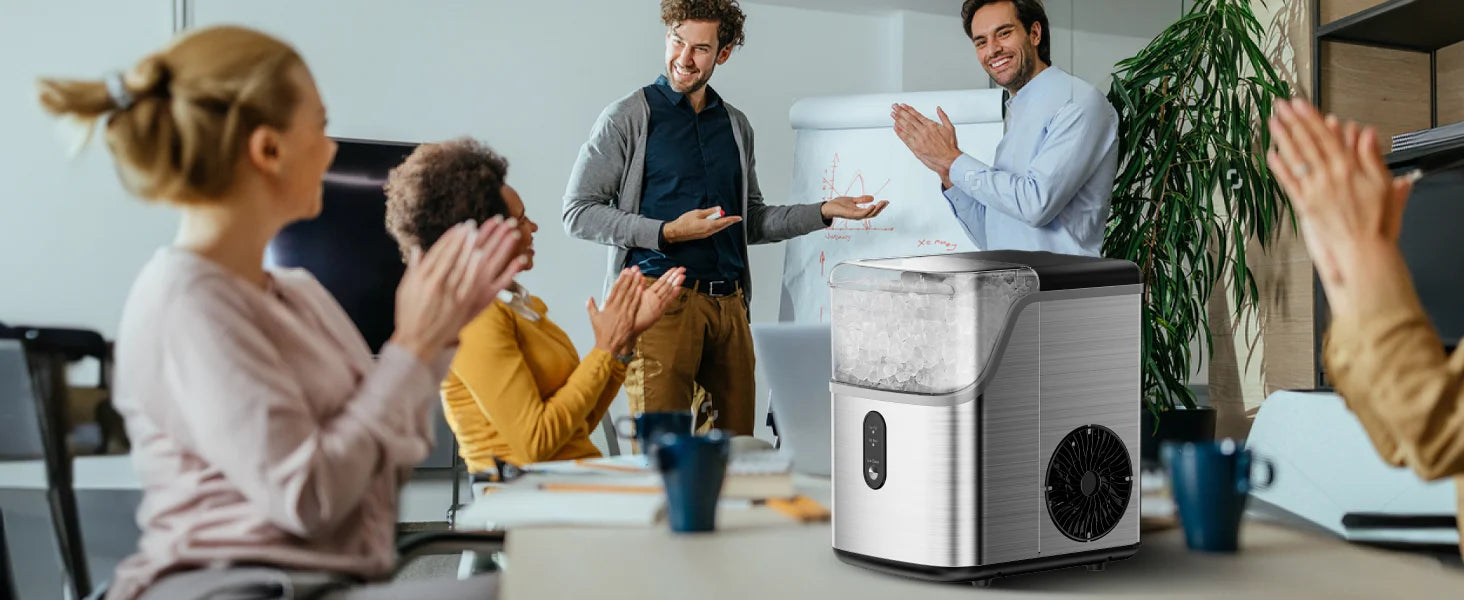 Countertop Pebble Ice Maker – 35 lb/Day Soft Chewable Sonic Nugget Ice Machine with Self-Cleaning - stirhaus