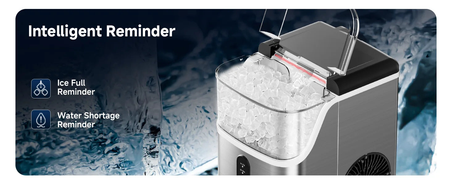 Countertop Pebble Ice Maker – 35 lb/Day Soft Chewable Sonic Nugget Ice Machine with Self-Cleaning - stirhaus