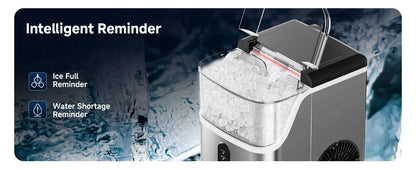 Countertop Pebble Ice Maker – 35 lb/Day Soft Chewable Sonic Nugget Ice Machine with Self-Cleaning - stirhaus