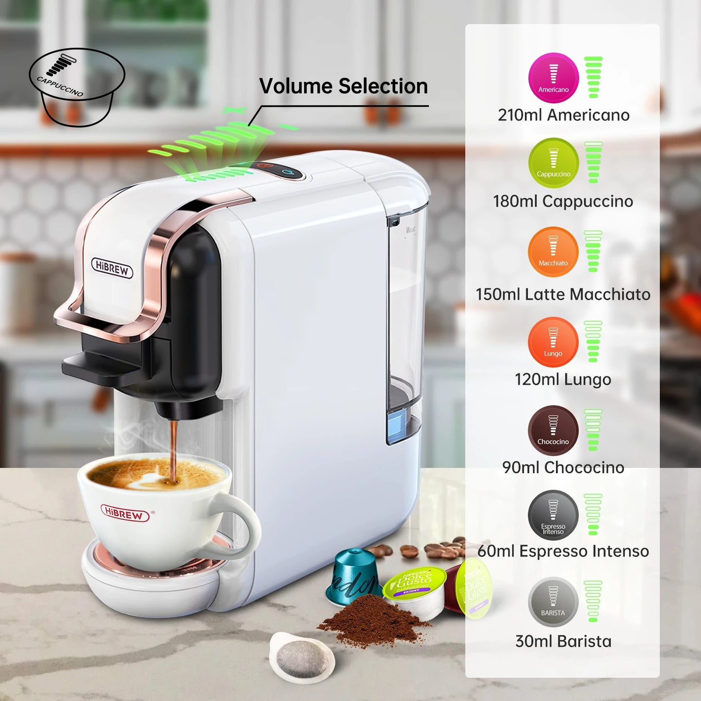 5-in-1 Multi Capsule Coffee Machine – 20 Bar Pressure, Hot & Cold Brew - stirhaus