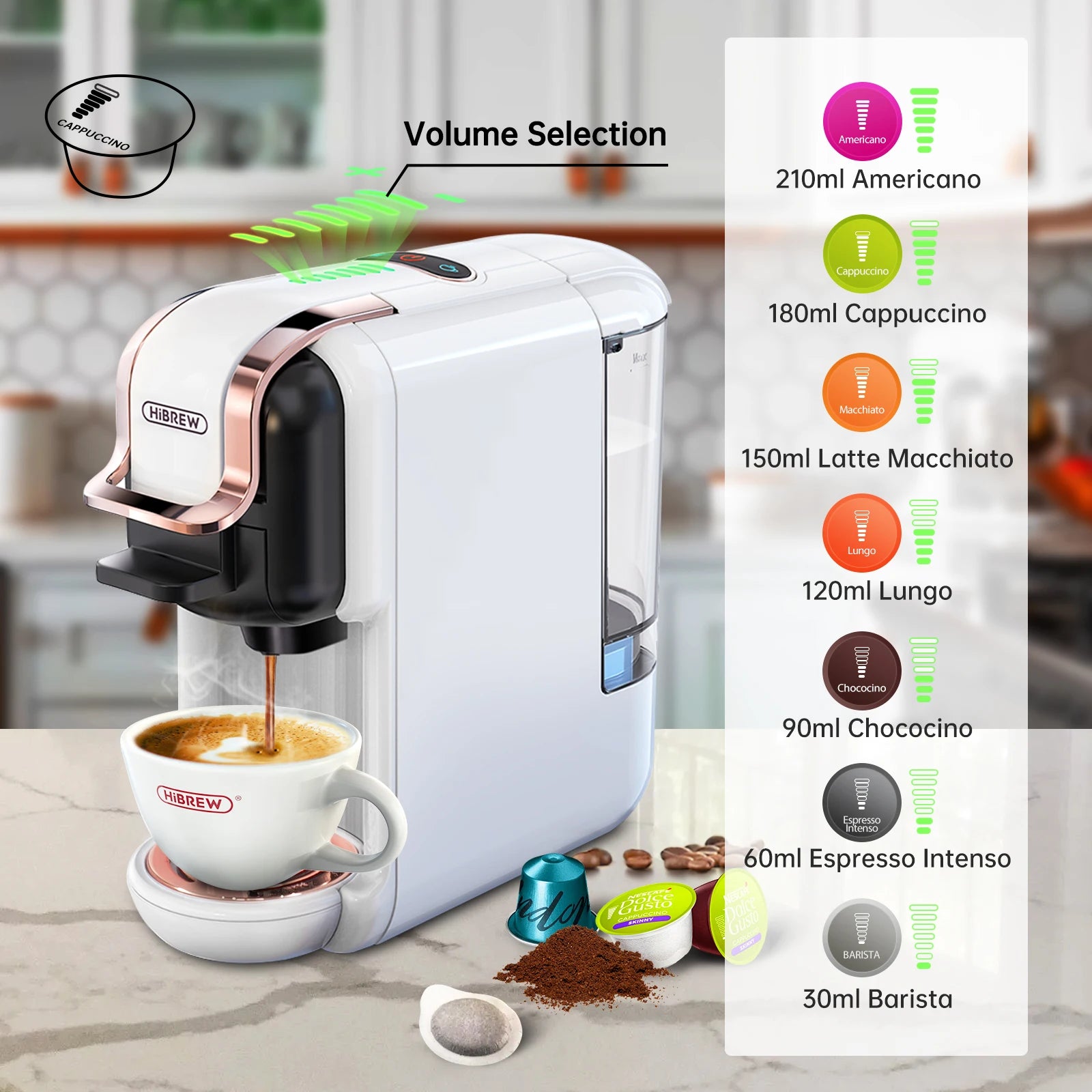 5-in-1 Multi Capsule Coffee Machine – 20 Bar Pressure, Hot & Cold Brew - stirhaus