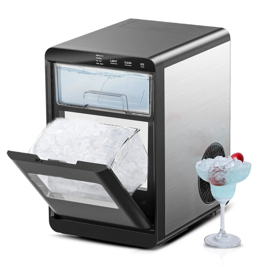 Countertop Pebble Ice Maker – 43 lb/Day Soft Chewable Nugget Ice Machine with Basket & Self-Cleaning - stirhaus
