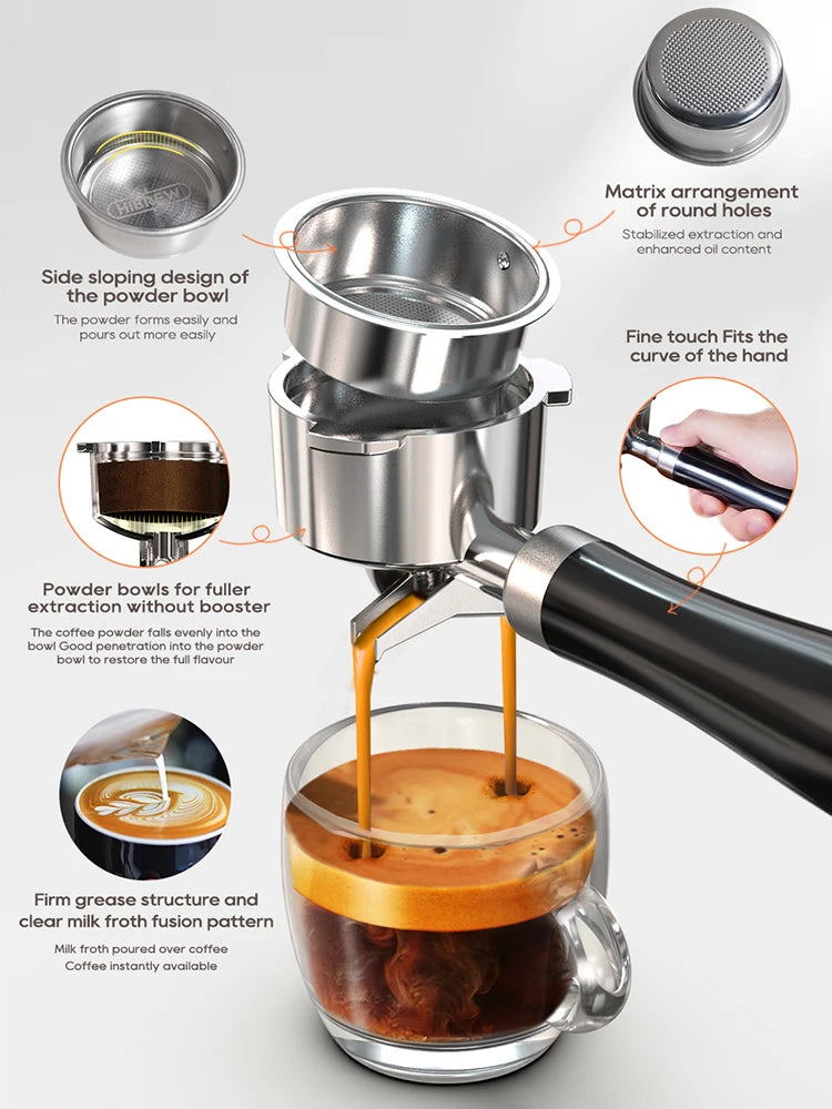 20-Bar Semi-Automatic Espresso Machine with Adjustable Temperature – Slim Coffee Maker - stirhaus