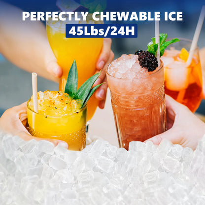 Countertop Pebble Ice Maker – 43 lb/Day Soft Chewable Nugget Ice Machine with Basket & Self-Cleaning - stirhaus