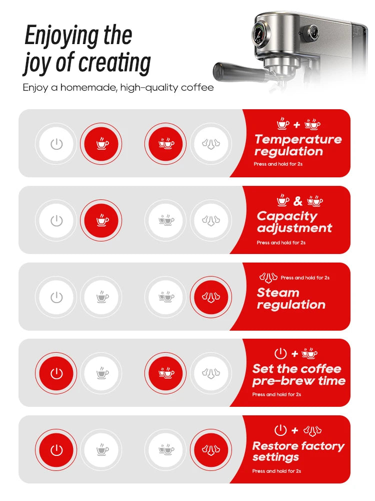 20-Bar Semi-Automatic Espresso Machine with Adjustable Temperature – Slim Coffee Maker - stirhaus