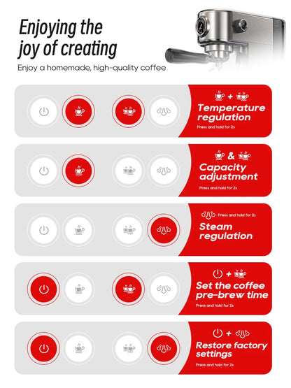 20-Bar Semi-Automatic Espresso Machine with Adjustable Temperature – Slim Coffee Maker - stirhaus