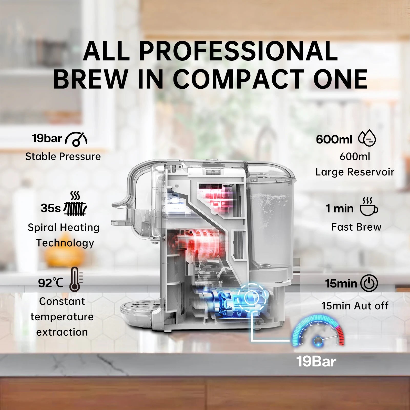 5-in-1 Multi Capsule Coffee Machine – 20 Bar Pressure, Hot & Cold Brew - stirhaus