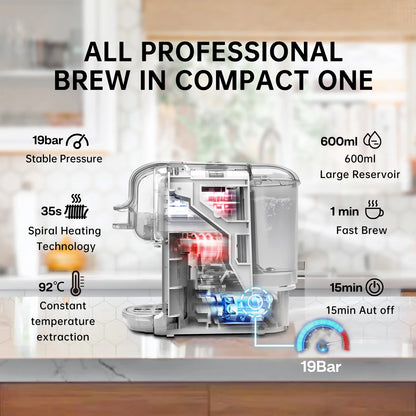 5-in-1 Multi Capsule Coffee Machine – 20 Bar Pressure, Hot & Cold Brew - stirhaus