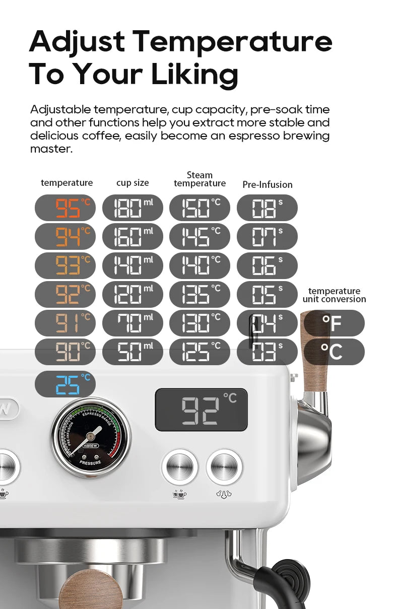 Semi-Automatic Espresso Machine – 20 Bar, Temp Adjustable - stirhaus
