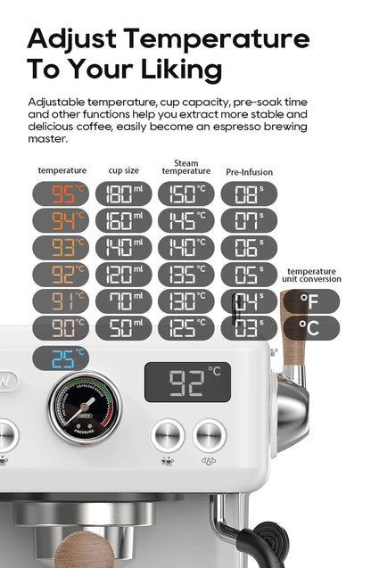 Semi-Automatic Espresso Machine – 20 Bar, Temp Adjustable - stirhaus