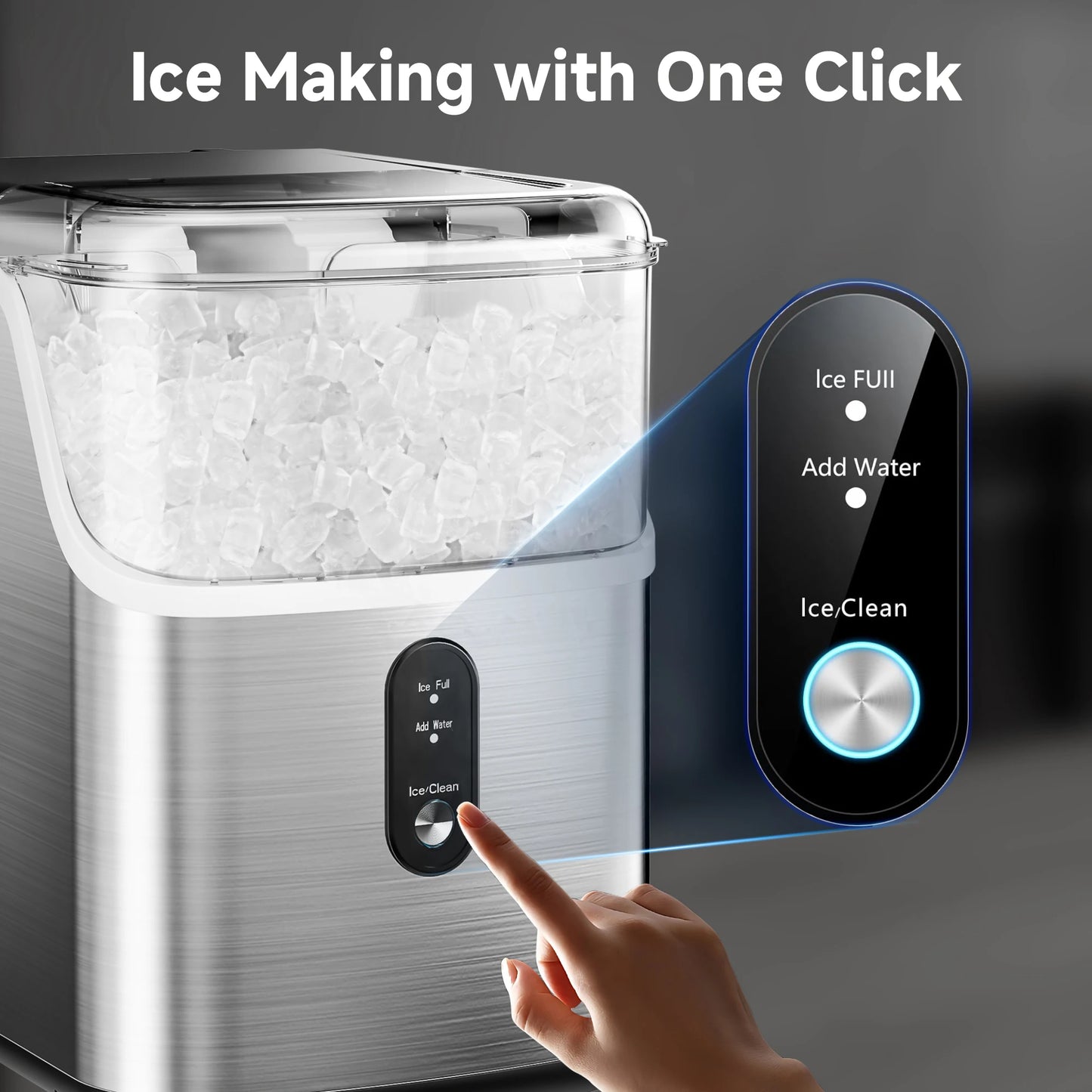 Countertop Pebble Ice Maker – 35 lb/Day Soft Chewable Sonic Nugget Ice Machine with Self-Cleaning - stirhaus