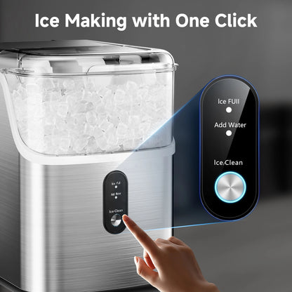 Countertop Pebble Ice Maker – 35 lb/Day Soft Chewable Sonic Nugget Ice Machine with Self-Cleaning - stirhaus