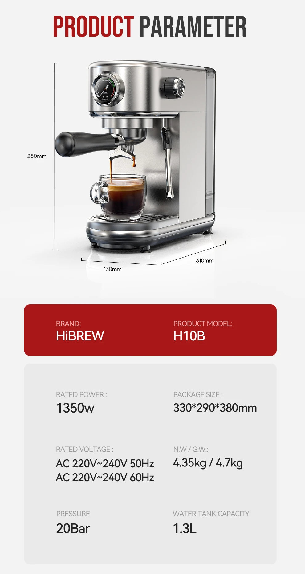 20-Bar Semi-Automatic Espresso Machine with Adjustable Temperature – Slim Coffee Maker - stirhaus