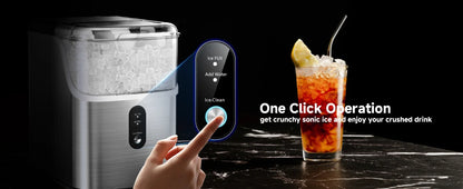 Countertop Pebble Ice Maker – 35 lb/Day Soft Chewable Sonic Nugget Ice Machine with Self-Cleaning - stirhaus