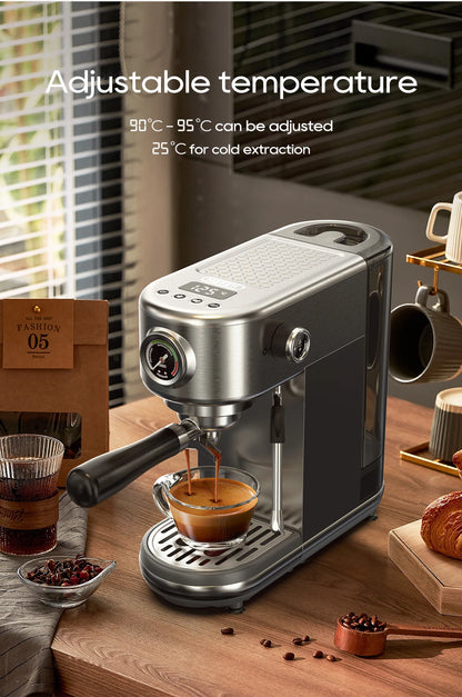 20-Bar Semi-Automatic Espresso Machine with Adjustable Temperature – Slim Coffee Maker - stirhaus