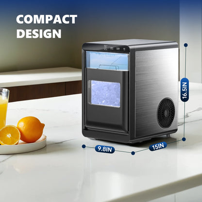 Countertop Pebble Ice Maker – 43 lb/Day Soft Chewable Nugget Ice Machine with Basket & Self-Cleaning - stirhaus