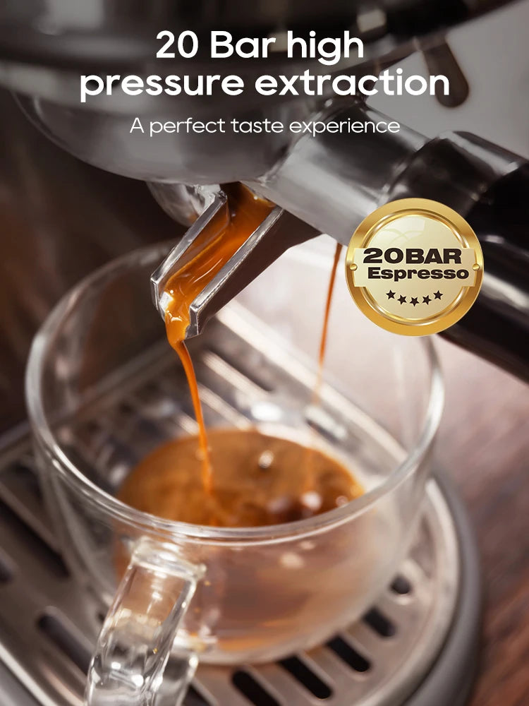 20-Bar Semi-Automatic Espresso Machine with Adjustable Temperature – Slim Coffee Maker - stirhaus