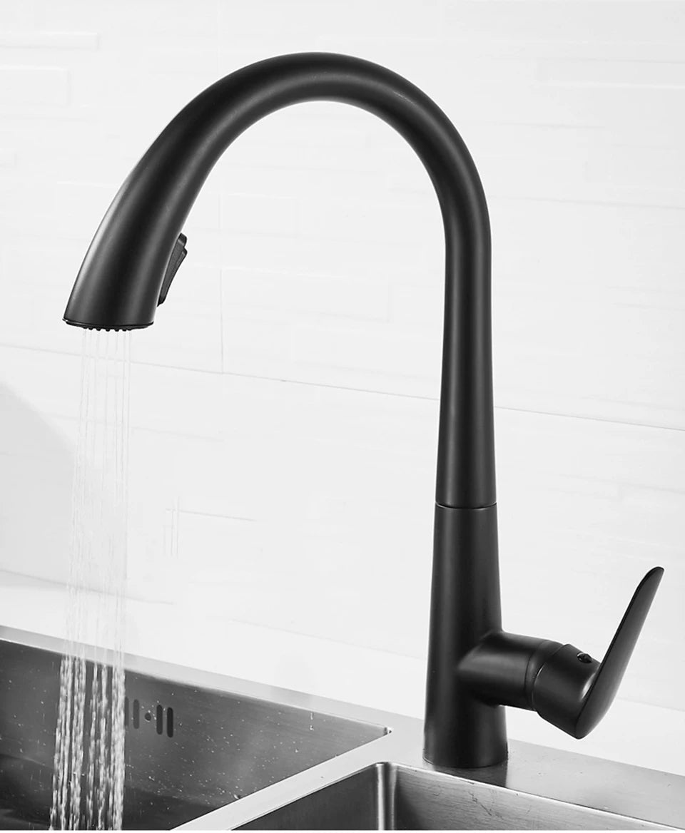 Pull-Out Kitchen Faucet – Single Handle Hot & Cold Mixer with 360° Rotation - stirhaus