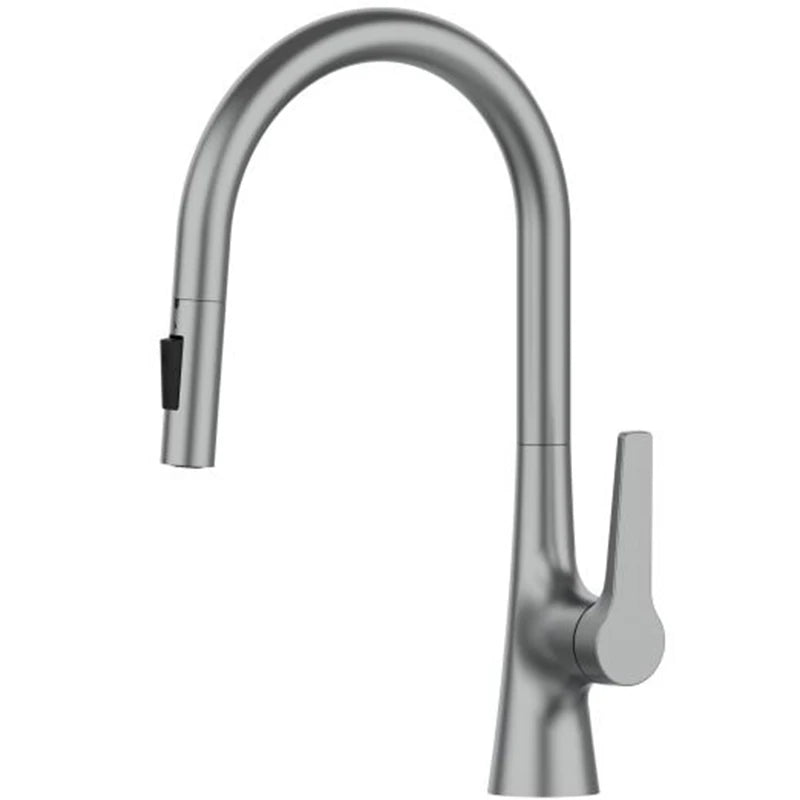 Deck-Mounted Pull-Out Kitchen Faucet with Single Handle, Hot & Cold Mixer - stirhaus