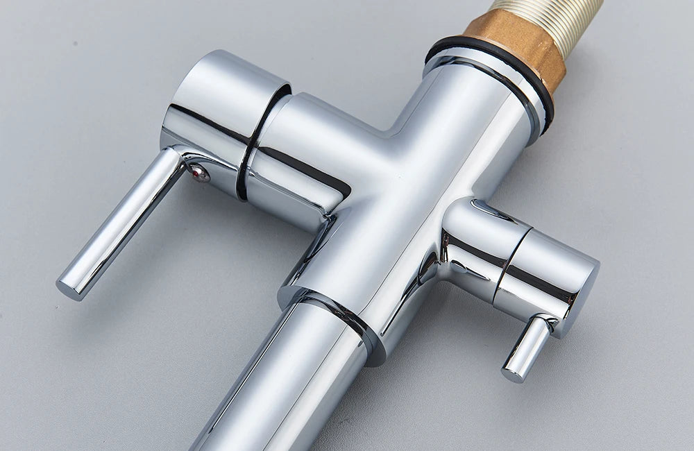 Pull-Down 3-Way Kitchen Faucet – Brass Filter Tap with Hot, Cold & Purified Water - stirhaus