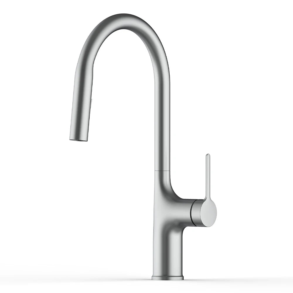 Deck-Mounted Pull-Out Kitchen Faucet with Single Handle, Hot & Cold Mixer - stirhaus