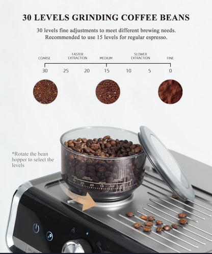 20-Bar Commercial Espresso Machine with Grinder & Barista Kit – Professional Coffee Maker - stirhaus