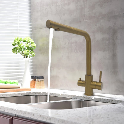 Dual Handle Filtered Drinking Water Kitchen Faucet – Stainless Steel Brushed Nickel - stirhaus