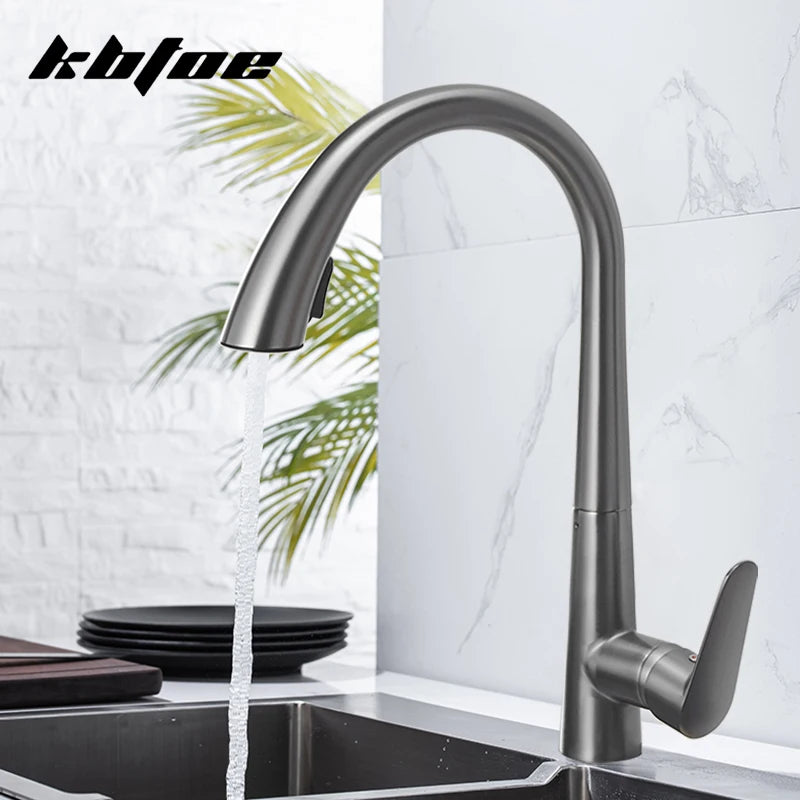 Pull-Out Kitchen Faucet – Single Handle Hot & Cold Mixer with 360° Rotation - stirhaus