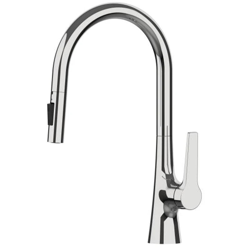 Deck-Mounted Pull-Out Kitchen Faucet with Single Handle, Hot & Cold Mixer - stirhaus