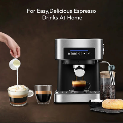 20 Bar Espresso Coffee Machine with Milk Frother Wand – Italian Style Cappuccino & Latte Maker - stirhaus