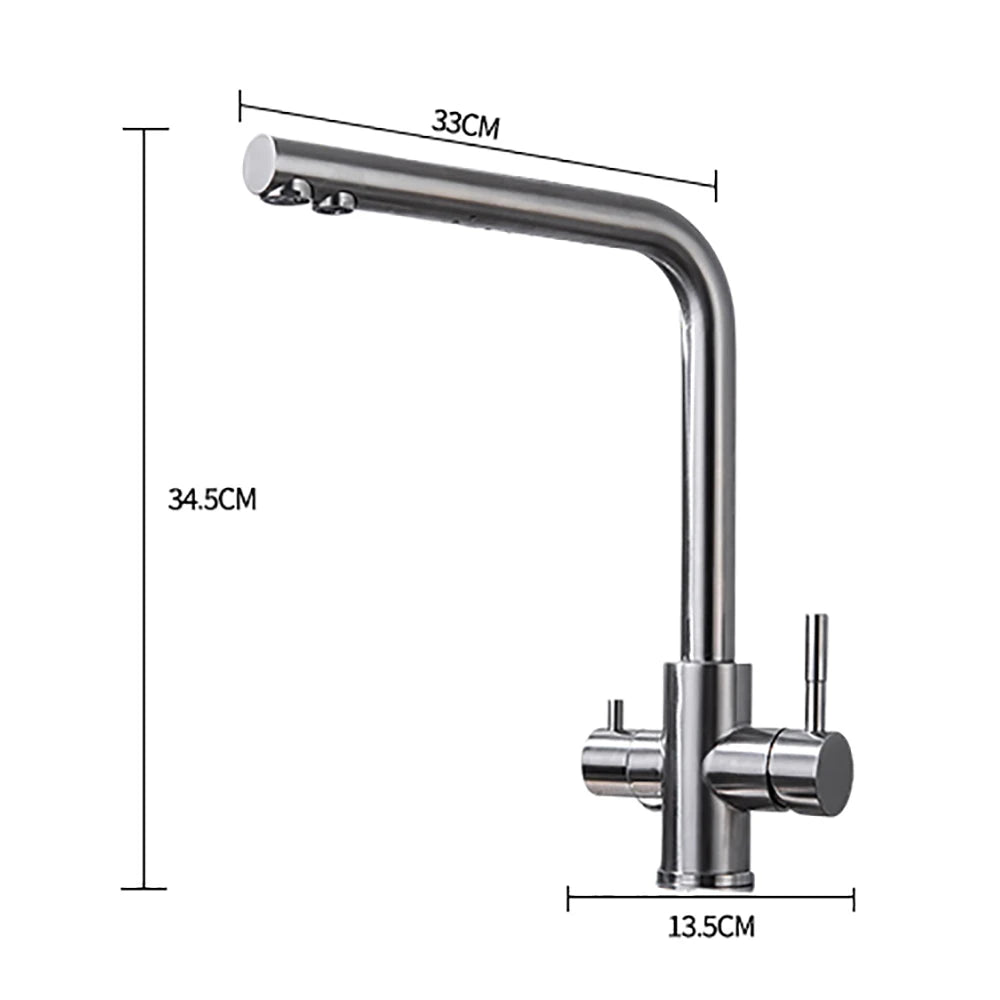 Dual Handle Filtered Drinking Water Kitchen Faucet – Stainless Steel Brushed Nickel - stirhaus