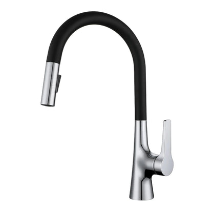 Deck-Mounted Pull-Out Kitchen Faucet with Single Handle, Hot & Cold Mixer - stirhaus
