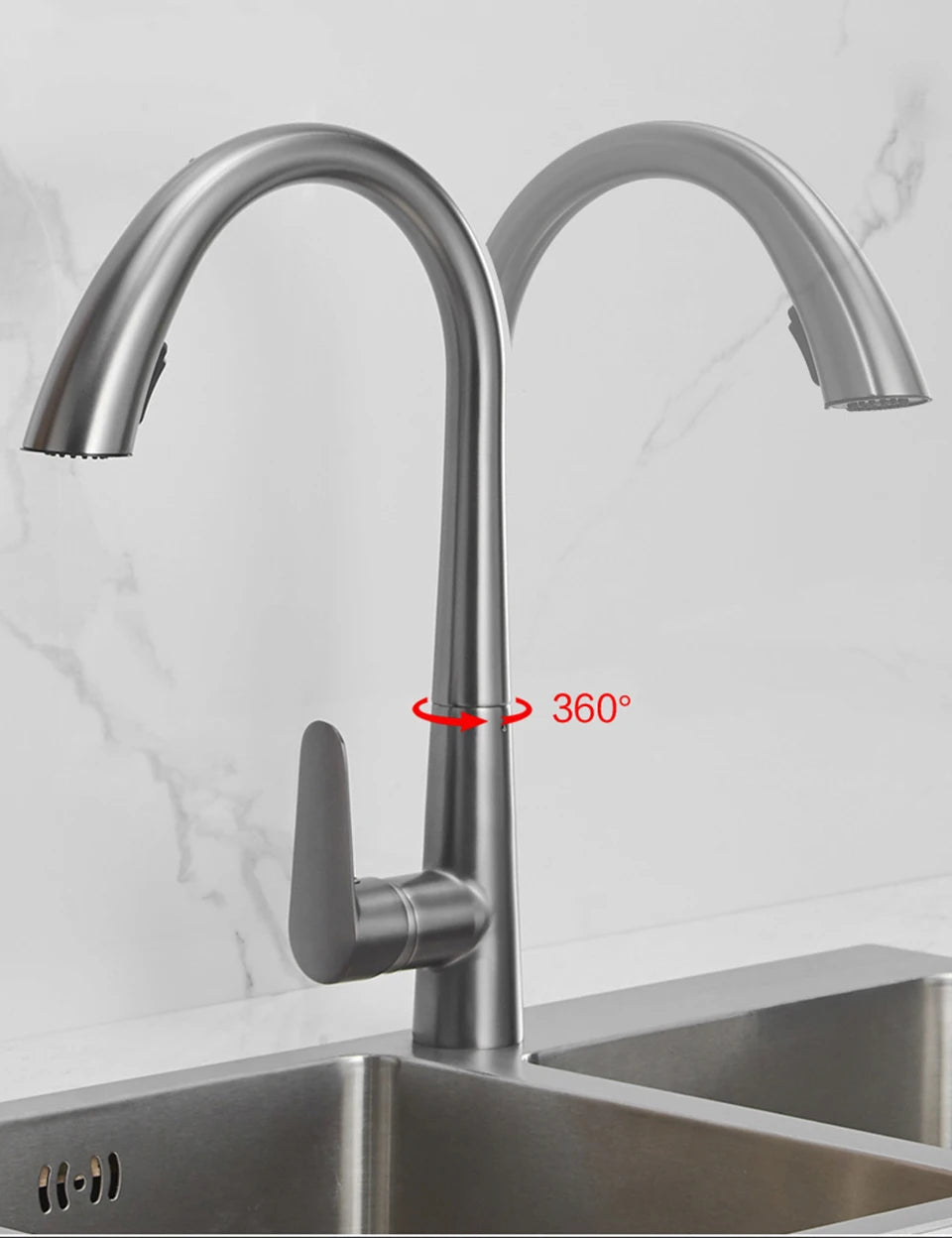 Pull-Out Kitchen Faucet – Single Handle Hot & Cold Mixer with 360° Rotation - stirhaus