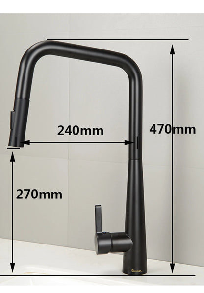Deck-Mounted Pull-Out Kitchen Faucet with Single Handle, Hot & Cold Mixer - stirhaus