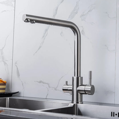 Dual Handle Filtered Drinking Water Kitchen Faucet – Stainless Steel Brushed Nickel - stirhaus