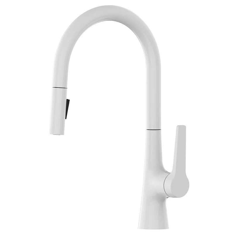 Deck-Mounted Pull-Out Kitchen Faucet with Single Handle, Hot & Cold Mixer - stirhaus