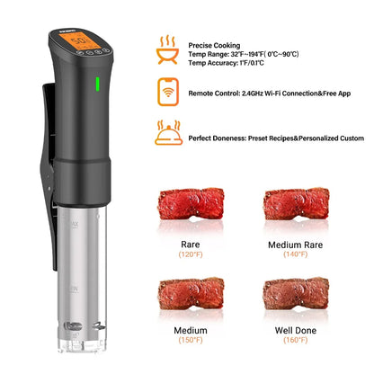 Wi-Fi Sous Vide Precision Cooker – 1000W Immersion Circulator with Digital Controls - stirhaus