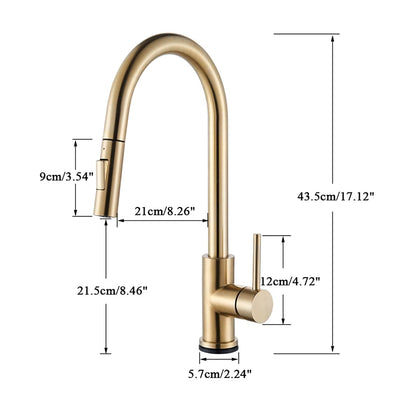Smart Touch Kitchen Faucet – Brushed Gold Pull Down Sensor Tap with 360° Rotation & Dual Spray - stirhaus