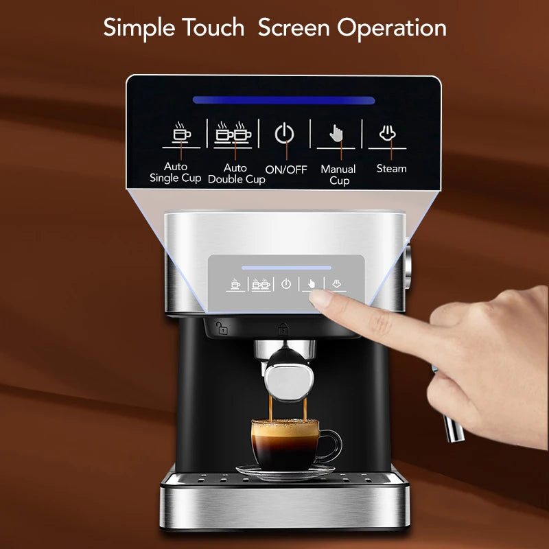 20 Bar Espresso Coffee Machine with Milk Frother Wand – Italian Style Cappuccino & Latte Maker - stirhaus