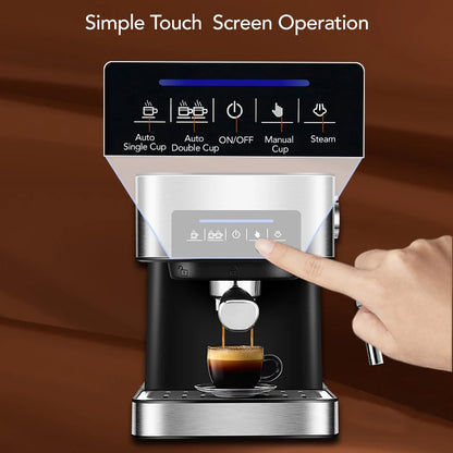 20 Bar Espresso Coffee Machine with Milk Frother Wand – Italian Style Cappuccino & Latte Maker - stirhaus