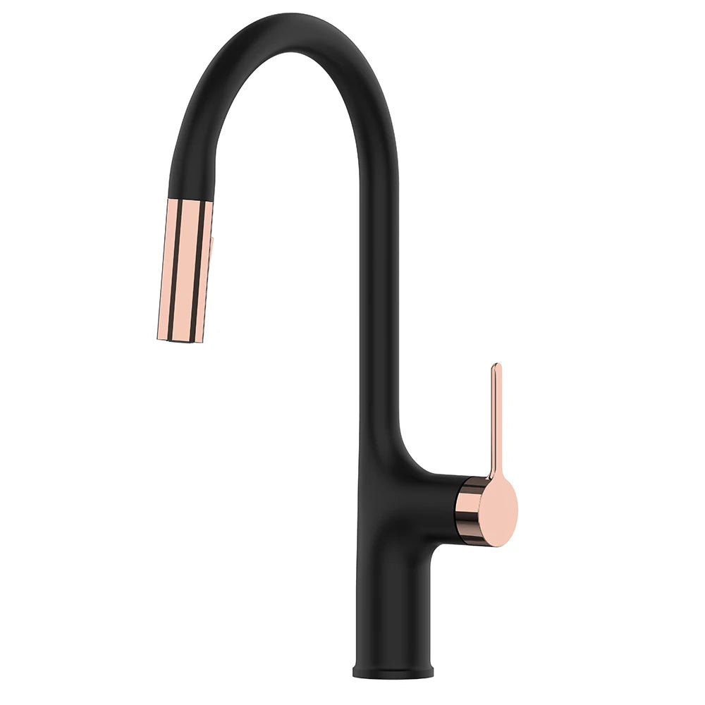Deck-Mounted Pull-Out Kitchen Faucet with Single Handle, Hot & Cold Mixer - stirhaus