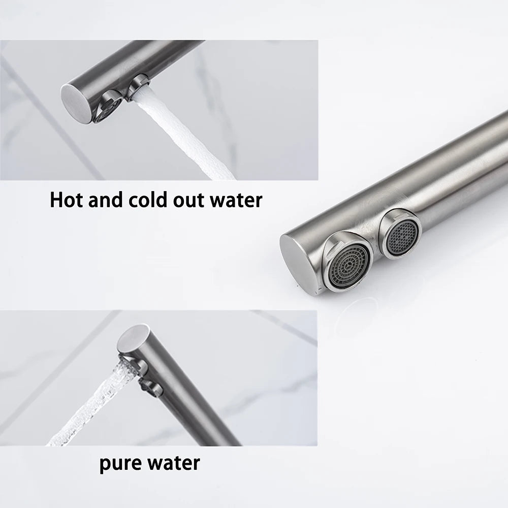 Dual Handle Filtered Drinking Water Kitchen Faucet – Stainless Steel Brushed Nickel - stirhaus