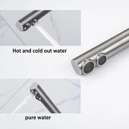 Dual Handle Filtered Drinking Water Kitchen Faucet – Stainless Steel Brushed Nickel - stirhaus