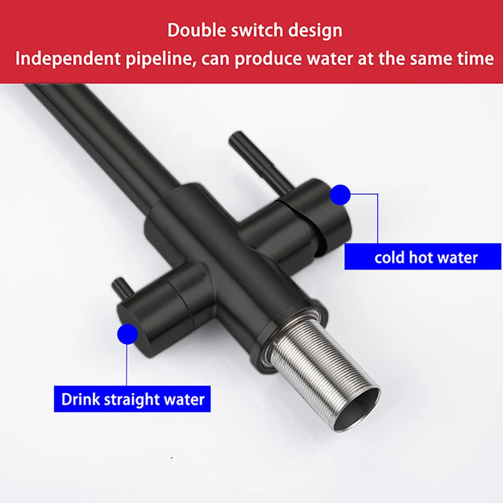Dual Handle Filtered Drinking Water Kitchen Faucet – Stainless Steel Brushed Nickel - stirhaus