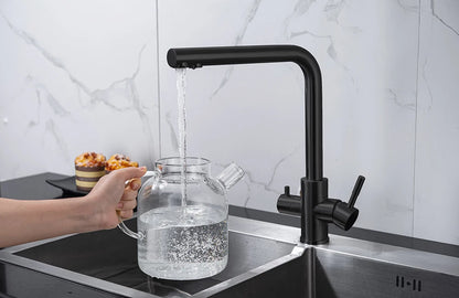 Dual Handle Filtered Drinking Water Kitchen Faucet – Stainless Steel Brushed Nickel - stirhaus