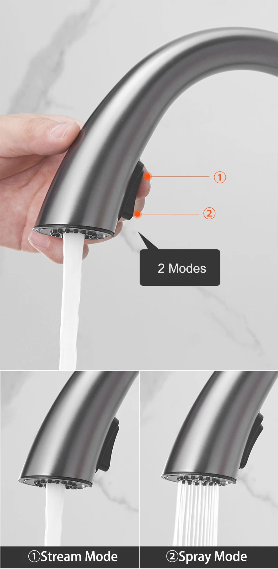 Pull-Out Kitchen Faucet – Single Handle Hot & Cold Mixer with 360° Rotation - stirhaus