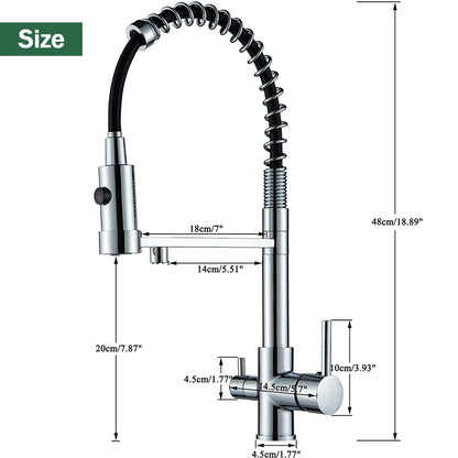 Pull-Down 3-Way Kitchen Faucet – Brass Filter Tap with Hot, Cold & Purified Water - stirhaus