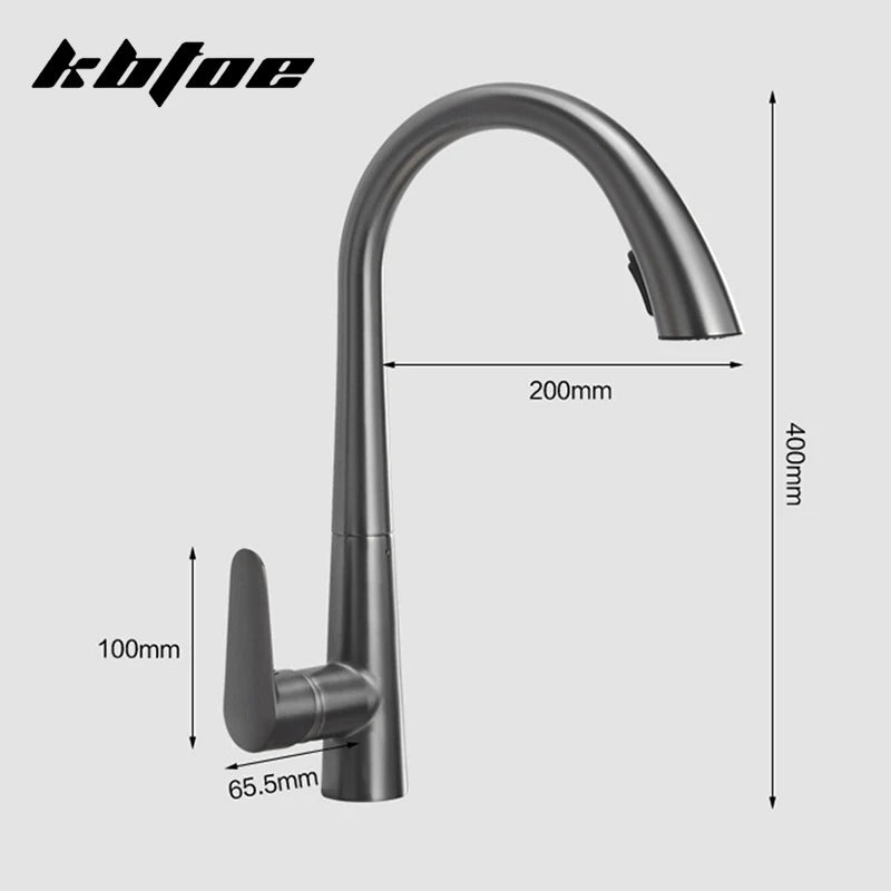 Pull-Out Kitchen Faucet – Single Handle Hot & Cold Mixer with 360° Rotation - stirhaus
