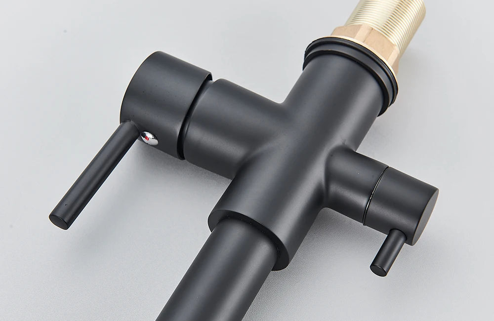 Pull-Down 3-Way Kitchen Faucet – Brass Filter Tap with Hot, Cold & Purified Water - stirhaus