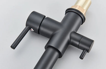 Pull-Down 3-Way Kitchen Faucet – Brass Filter Tap with Hot, Cold & Purified Water - stirhaus